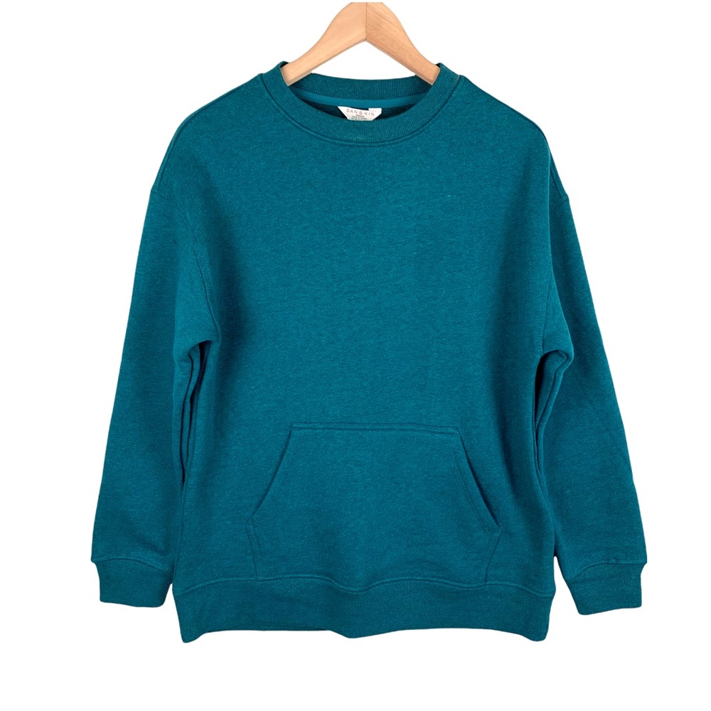 Danskin Teal Oversized Crewneck Pullover Kangaroo Pocket Sweatshirt Size Small
